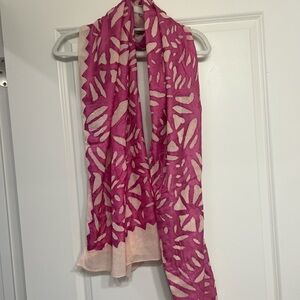 Antik Batik Pink and Cream Scarf Cotton and Silk
